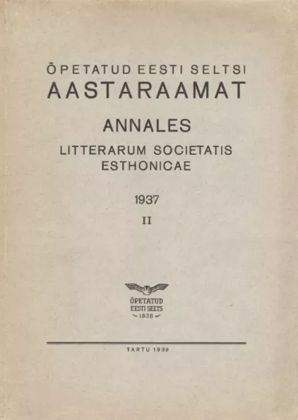 Õpetatud Eesti Seltsi Aastaraamat. Annales Litterarum Societatis Esthonicae. Sitzungsberichte der Gelehrten Estnischen Gesellschaft 2. osa